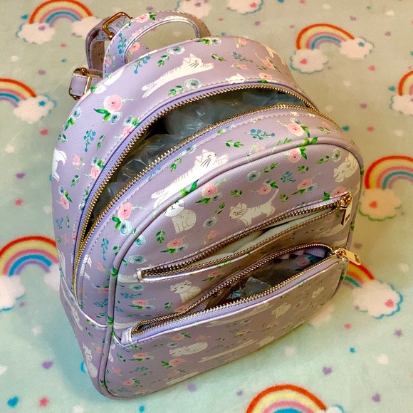 SOLD Under One Sky Cats Kittens Rosebuds Mini Backpack - Picture 12 of 15